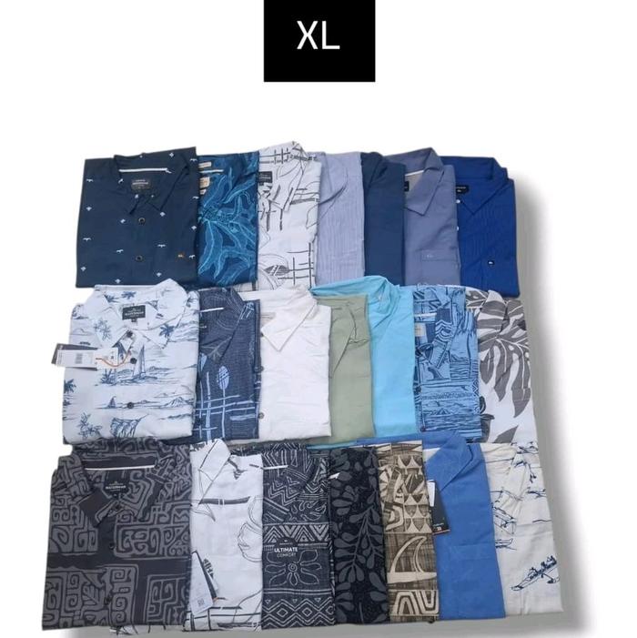 Kemeja Quicksilver Waterman Short Sleeve Kemeja Casual Kemeja Pria Original