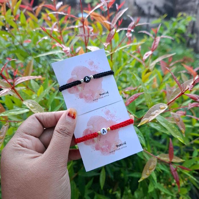 COD isi ( 1pcs ) gelang couple inisial huruf bisa costum gelang tali rajut bracelet huruf handm