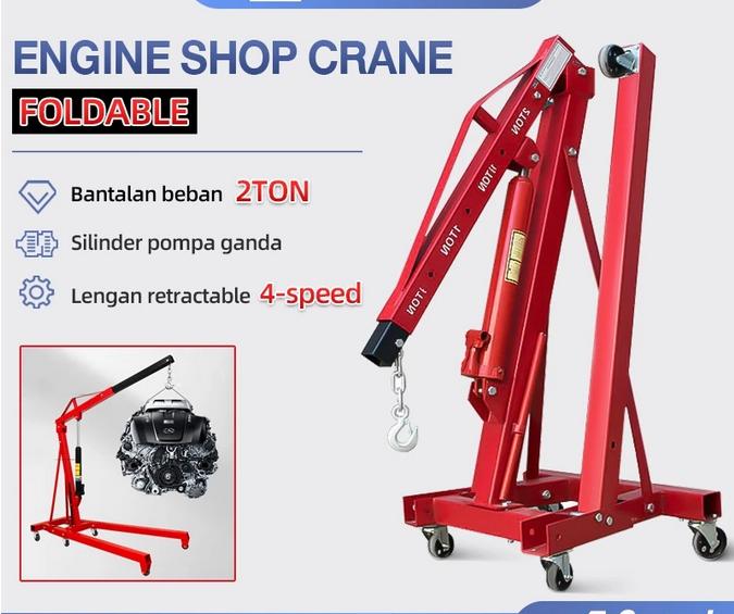 Hop Crane 2 Ton Jack Mesin Hidrolik Lipat 2200lbs dengan Silinder Pompa Ganda & Lengan Retractable 4