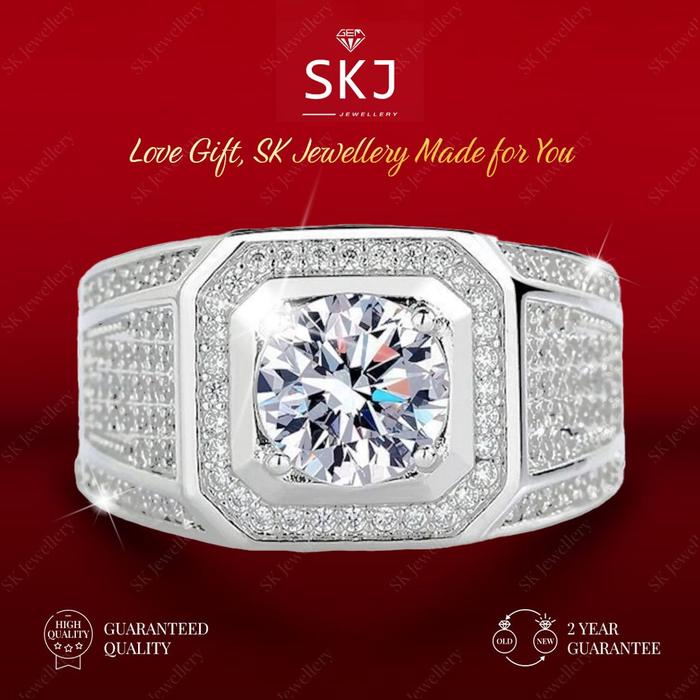 SK Jewellery - Garansi 2 Tahun - Cincin Pria Perhiasan Mossanite Adjustable SKC93