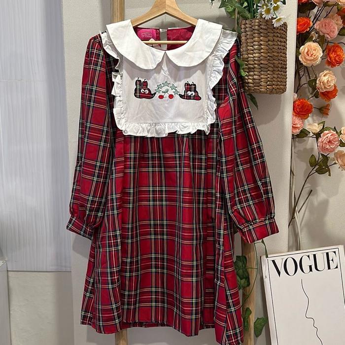 Dress Tartan Natal Dress Natal Terbaru Dress Natal Wanita Dress Natal Kotak Dreas Natal Merah Dress
