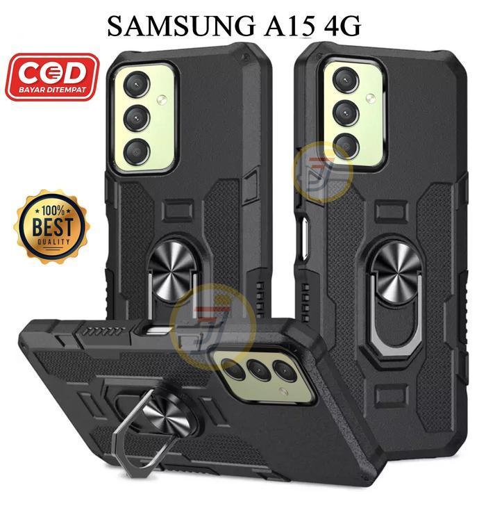 Casing Samsung A15 4G Ring Armor Robot Case Kickstand Hybrid/Ring Holder Tpu Handphone Hardcase Good