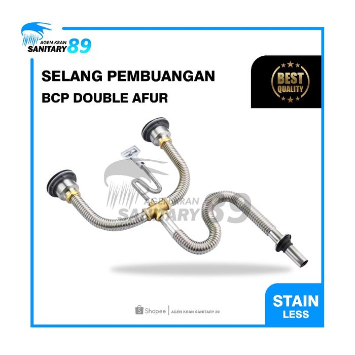 SELANG BAK CUCI PIRING STAINLESS/SELANG PEMBUANGAN WASTAFEL CUCI PIRING/SELANG BCP STAINLESS/SINGLE 