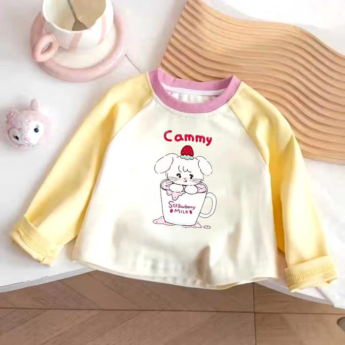 Kaos Raglan Anak Cewek Lengan Panjang Usia 1-12 Tahun