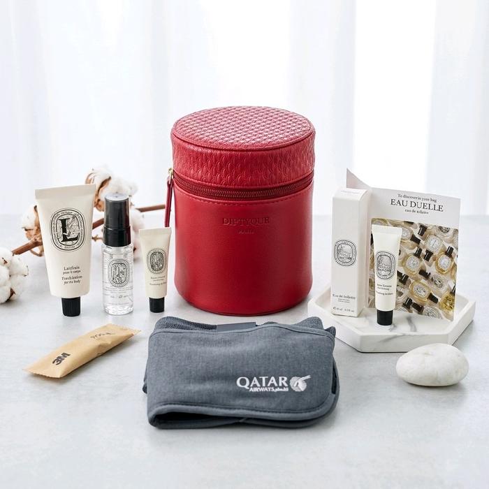 Diptyque Travel Kit Qatar Airways - Pouch Mewah + Skincare & Parfum