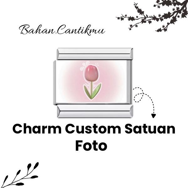Charm Custom Foto Satuan Italian Charm Bracelet Gelang stainless Custom
