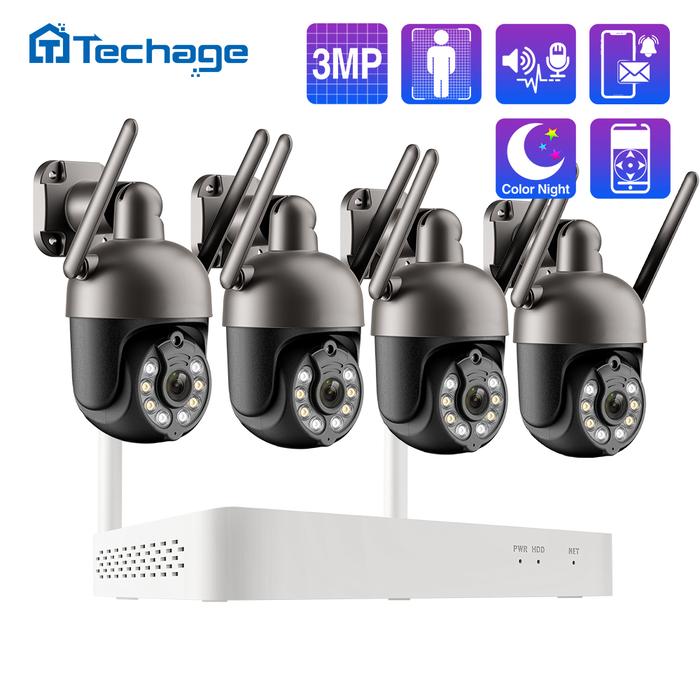 Techage 3MP Tuya NVR PTZ Wireless CCTV System Two Way Audio WIFI IP
