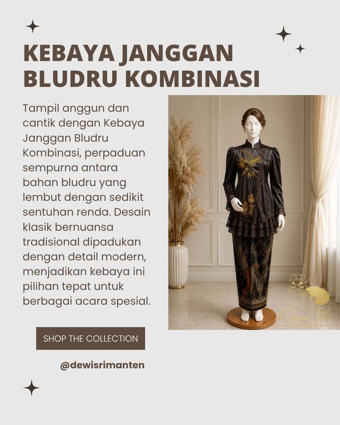 Kebaya Janggan Bludru Kombinasi / kebaya ivory