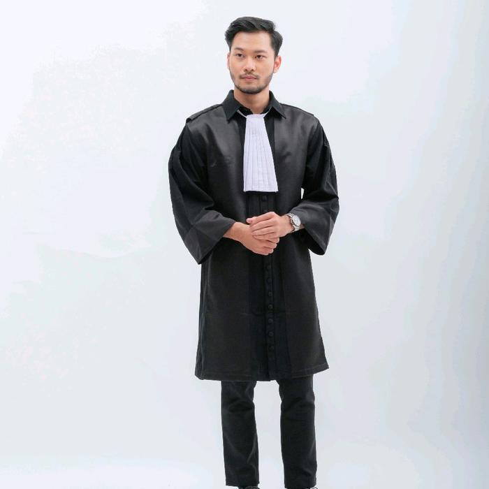 TOGA PENGACARA-TOGA LAWYER-TOGA ADVOKAT Pria Baju Seragam Hitam Panjang