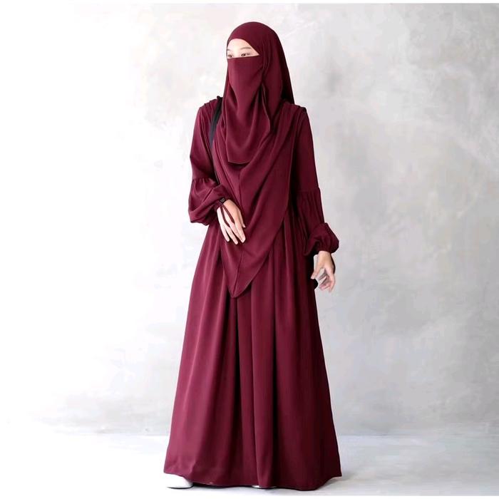 Shaqueena Gamis Bandung | Sabiya Set Khimar Niqob Crincle airflow | Gamis Murah Satu Set | Abaya Cri