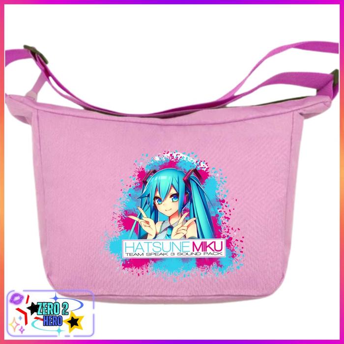 tas selempang hatsune miku unisex sekolah all size sling bag ai musik artis miku idol "zero to hero