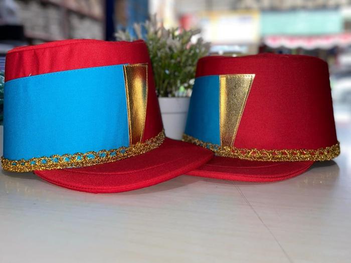 TOPI PASUKAN  DRUMBAND BIRU MERAH UNTUK ANAK TK