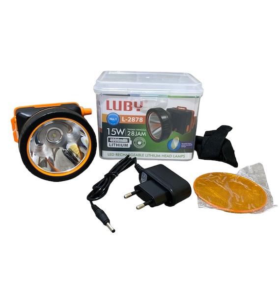 Luby Senter Kepala LED Super Terang Lithium L 2878 CAHAYA PUTIH 15 Watt