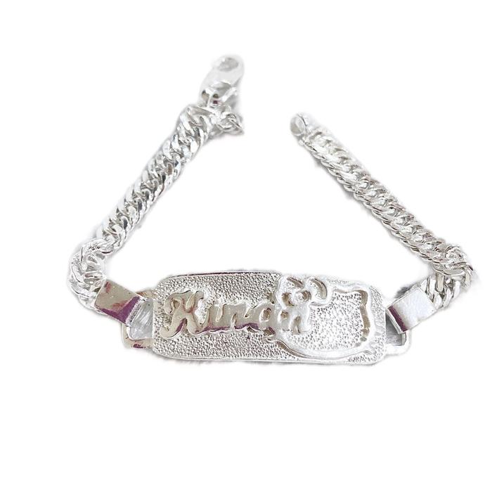GELANG NAMA ANAK CUSTOM NAMA PERAK MURNI BUATAN TANGAN RJ SILVER PERAK SUMATERA ASLI