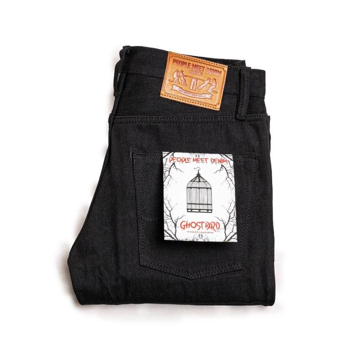 PMD & CO - GHOST BIRD - 14oz - Selvedge Accent Denim - Full Black - celana jeans pria