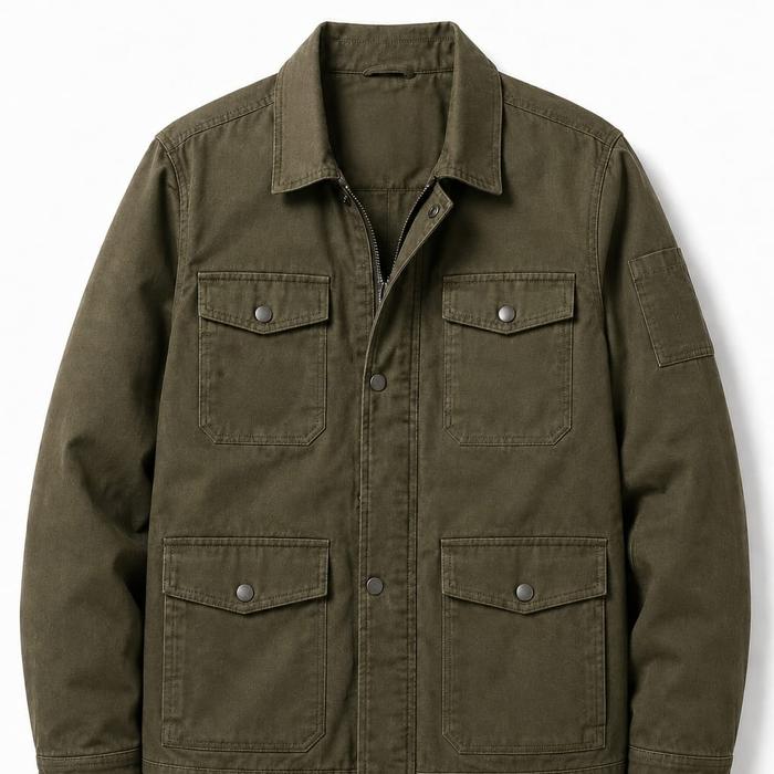 Jaket Utility Kanvas Premium Pria Tebal Keren Levis Semi Parka Kancing Vintage Casual Polos Original