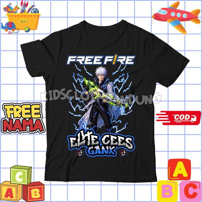 BISA COD Free Nama Kaos Anak FreeFire FF Gintama SG Lumut / T-shirt Anak Unisex 3-12 Tahun Gambar FF
