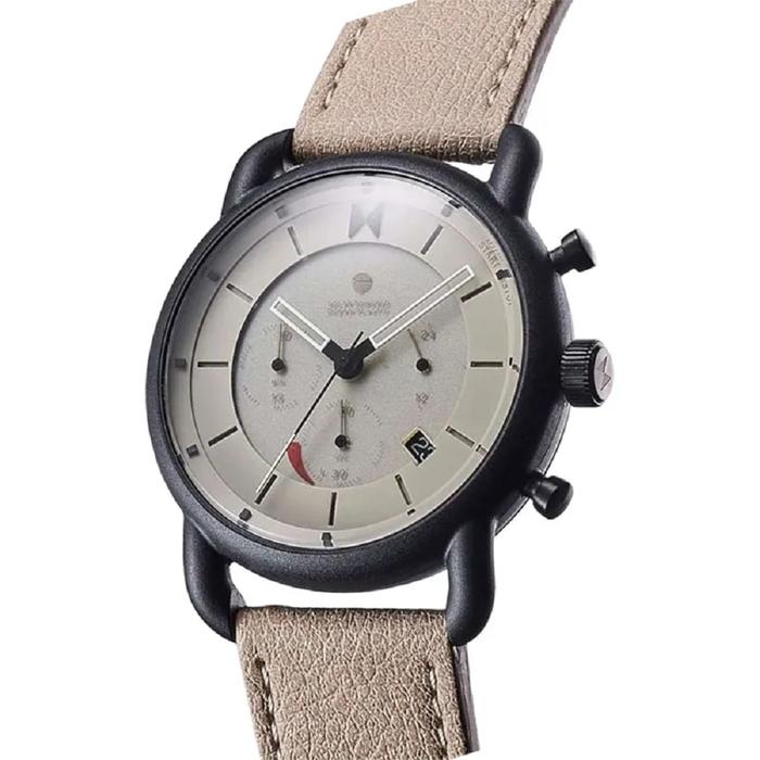 Jam Tangan Pria Man Watch MVMT Blacktop Solar Chronograph Leather Strap