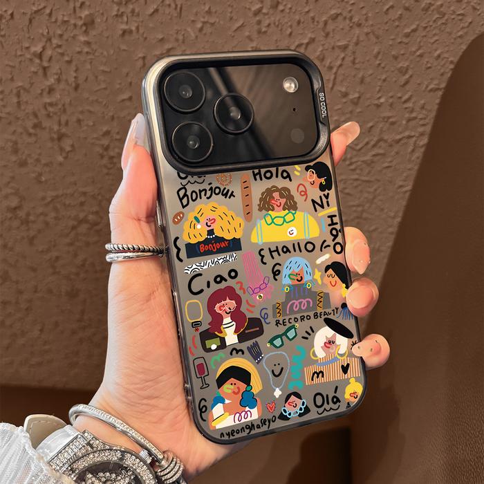 Nudesign Abstract Girl Sesuai untuk phone case iphone 15 aesthetic iphone 16 pro case bening premium