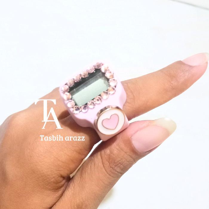 Tasbih digital cincin blink-blink warna pink tasbih digital cantik dan elegan