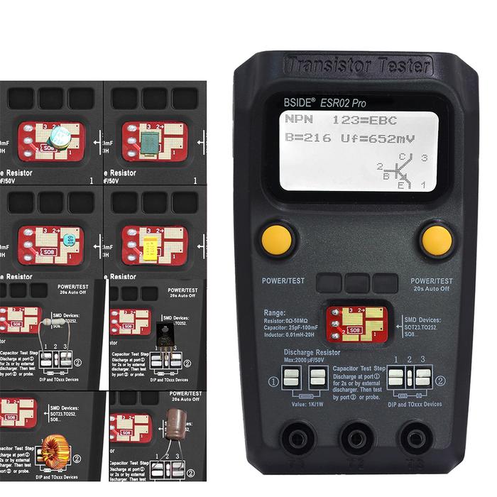 BSIDE ESR02 Pro Transistor Tester Digital Multimeter Diode Triode