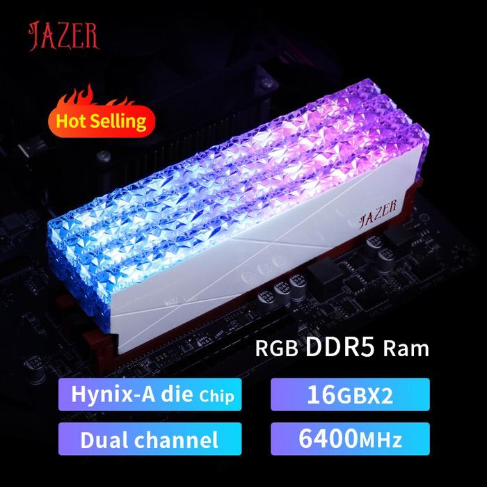 JAZER DDR5 RGB Memory DDR5 6400MHz 16GBX2 Desktop Computer Memory