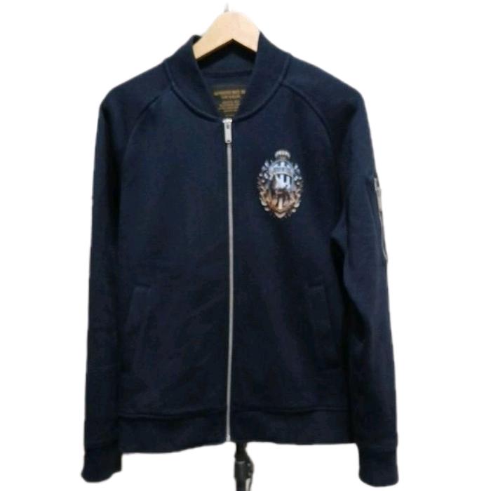 Jeket bomber SPAO second Original katun serva navy pekat tebal lembut seperti baru size L LD 110 Pjg