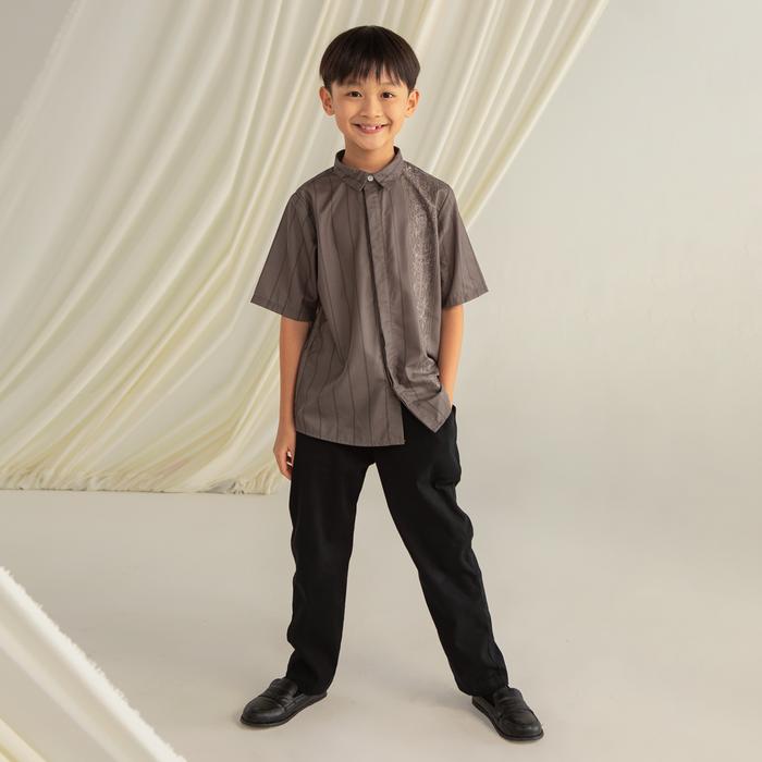 HijabChic Danish Olive Ash Koko Boy - Baju Koko Lebaran Motif Anak Laki-Laki