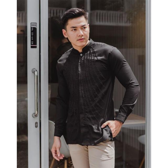 Kemeja Bordir Pria NUC.ID Azam 03 (Hitam)