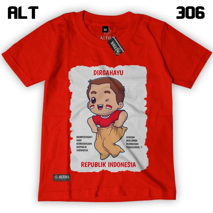 KAOS KEMERDEKAAN ANAK LAKI-LAKI ALTHA CODE ALT 306 MERAH BALAP KARUNG || BAJU ANAK 1-12 TAHUN GARUDA