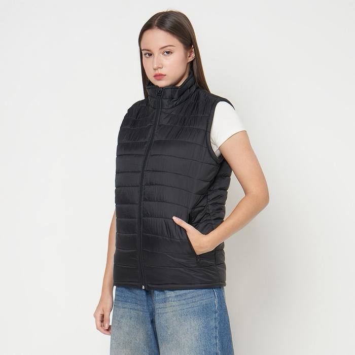 Rompi Vest Wanita Hitam Bulu Angsa Tahan Air Windbreaker Motoran