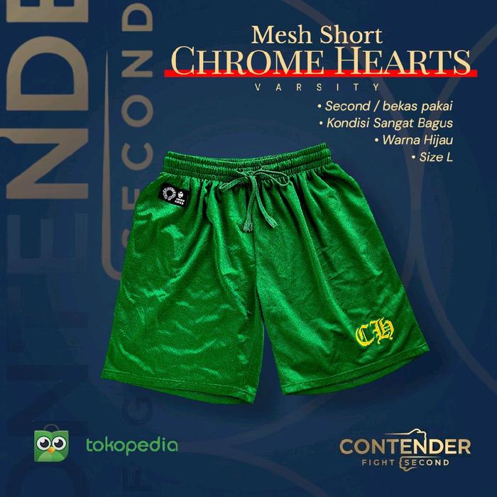 Chrome Hearts Varsity Mesh Shorts Green Second | Size L | Kondisi Sangat Bagus