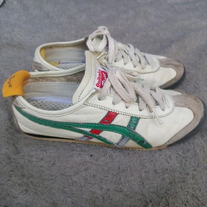 SEPATU ONITSUKA TIGER MEXICO 66 PUTIH HIJAU MERAH ORIGINAL PRELOVED SIZE 39 PRIA WANITA MINUS