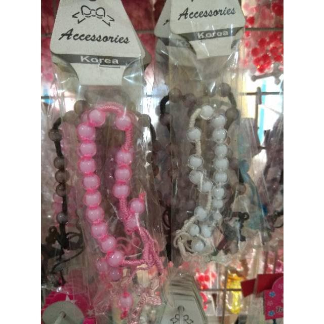 TERLARIS PAKET HEMAT KALUNG DAN GELANG ROSARIO SALIB BAHAN MANIK DAN TALI - BENDA ROHANI KATOLIK COU