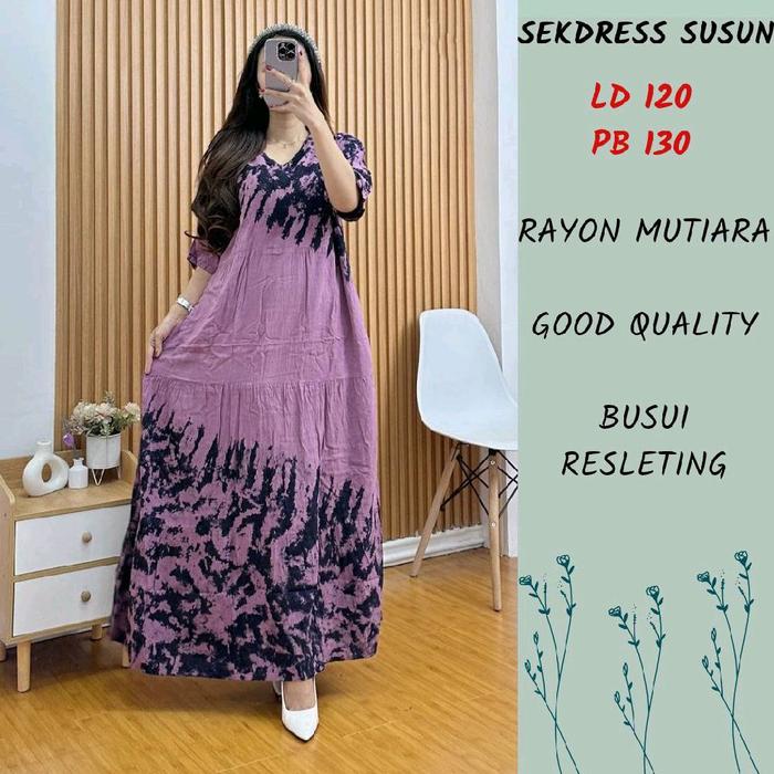Sekdress susun rayon mutiara busui