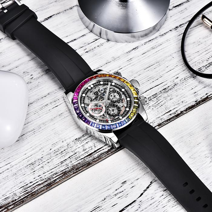PAGANI DESIGN Top Luxury Brand Mechanical Automatic Watch Men Ceramic Bezel Rainbow Business Waterpr