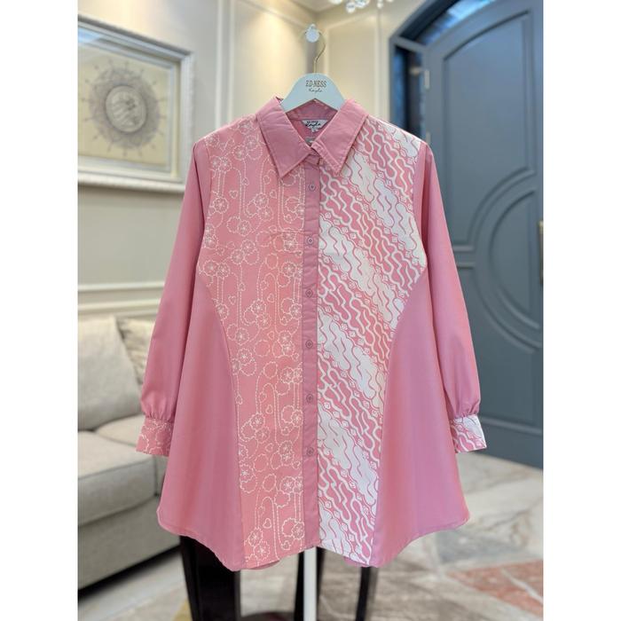 Kemeja Katun Ima Tuyobo Mix Batik Siang Malam Model Jumbo Ori by Edness Kayla