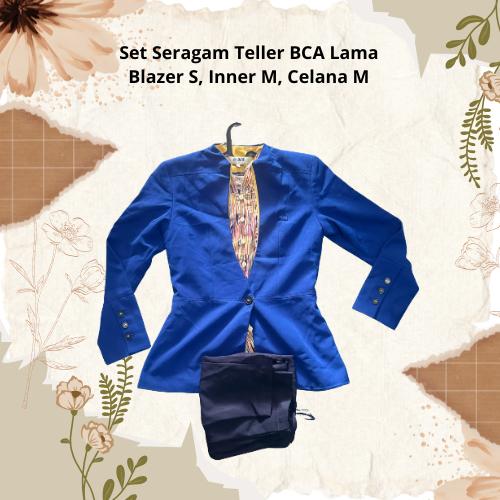 Preloved Seragam Lama Teller BCA Set Blazer S Inner M Celana M Bahan Tebal Adem Desainer BCA Worth I