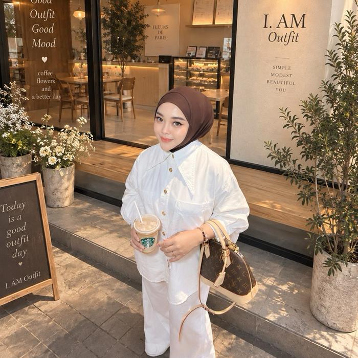 Narnia Setelan Celana Kulot _ Kerah Lancip _Bahan Soft Jeans Gr 6,5_ I.AM Outfit_ 2810