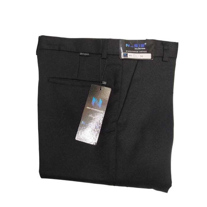 Celana Bahan Pria Panjang Formal Hitam Abu Kerja Kantor Bahan Katun Wolfis Slimfit 28-38 terlaris