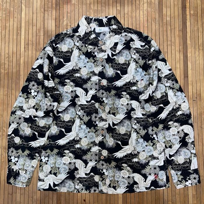 CONCEPT BY ETERNAL PEACOCK HAWAIIAN LONG SLEEVE SHIRT sun surf oniwa soto