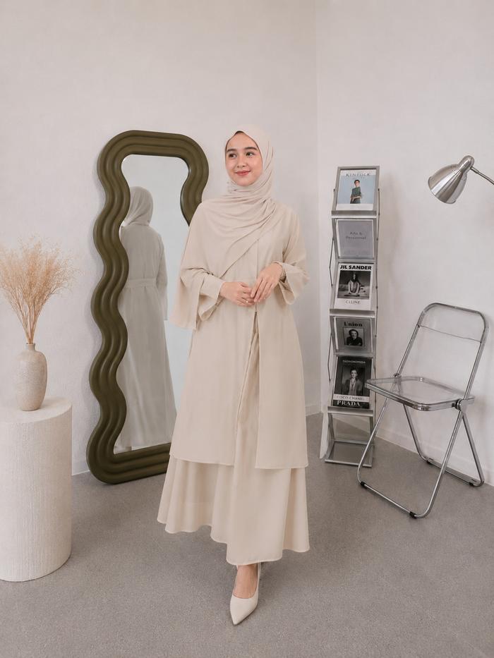 Outer Tunik Wanita LD 100, 120 CM Bahan Katun Tencel Lyocell Atasan Cardigan Kasual , Kondangan Pest