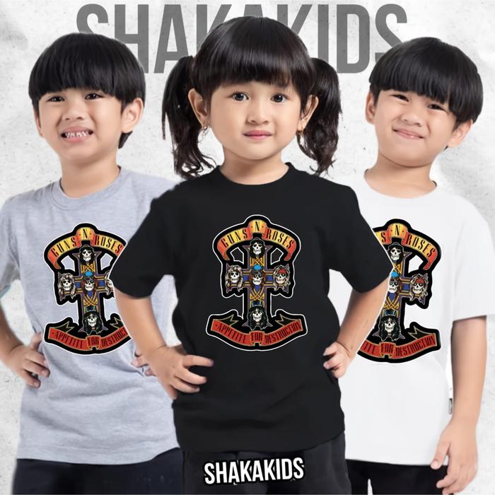 Shakakids Kaos Anak GNR Guns N Roses Band Musik lengan pendek pria wanita original Fashion Baju dist