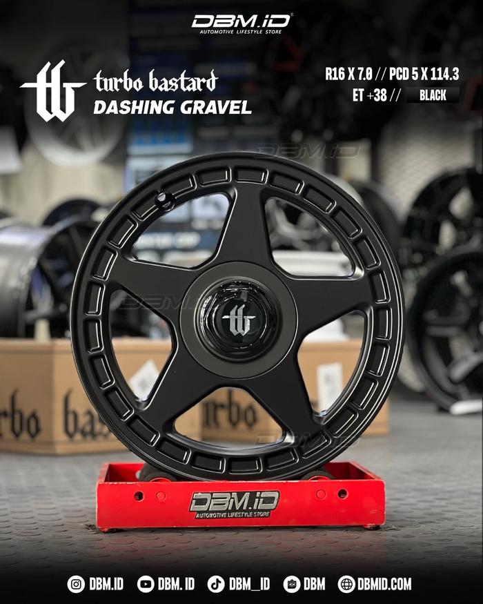 Velg Pelek Mobil TBW Turbo Bastard Dashing Gravel R16 16x7 5x114.3 et +38 Black Hitam