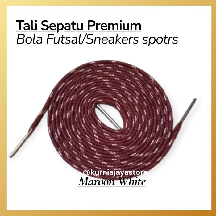 Tali Sepatu Premium Bola Futsal Sneakers Sports motif-Maroon white/Marun putih shoe laces