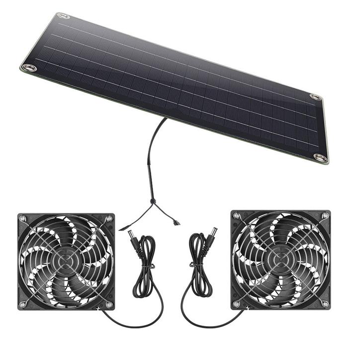 12W DC 18V Solar Panel Fan Kit USB 5V Weatherproof Solar Fan System