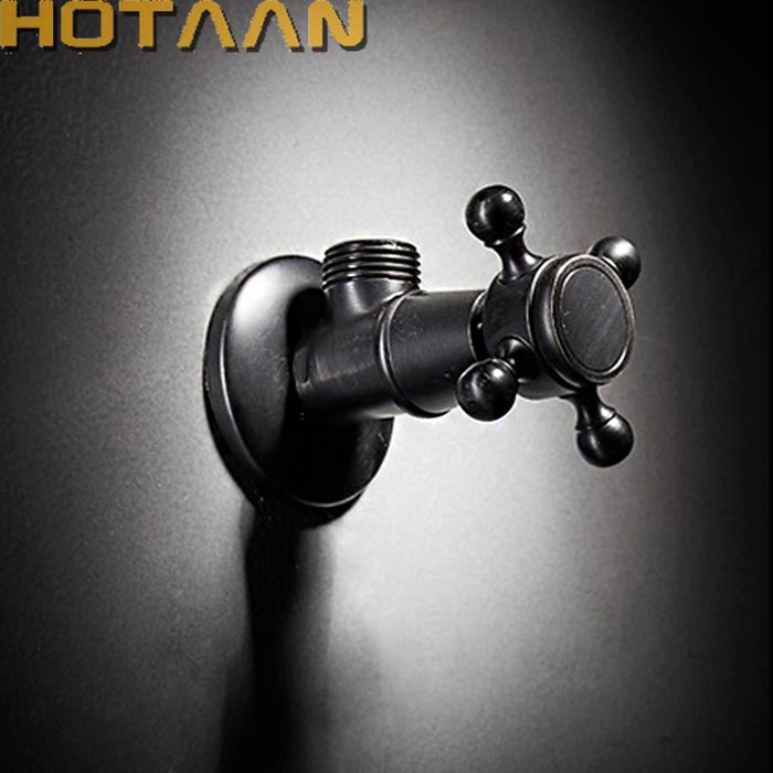 . Matte Hitam Segitiga Katup Kontrol Air Katup Kamar Mandi Keran Air
