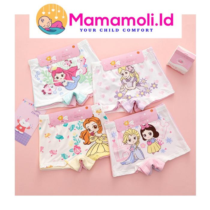 Celana Dalam Anak Perempuan Princess 2 IN 1/ Stella Lou/ Snow White Import  Boxer Segitiga/  Kolor A