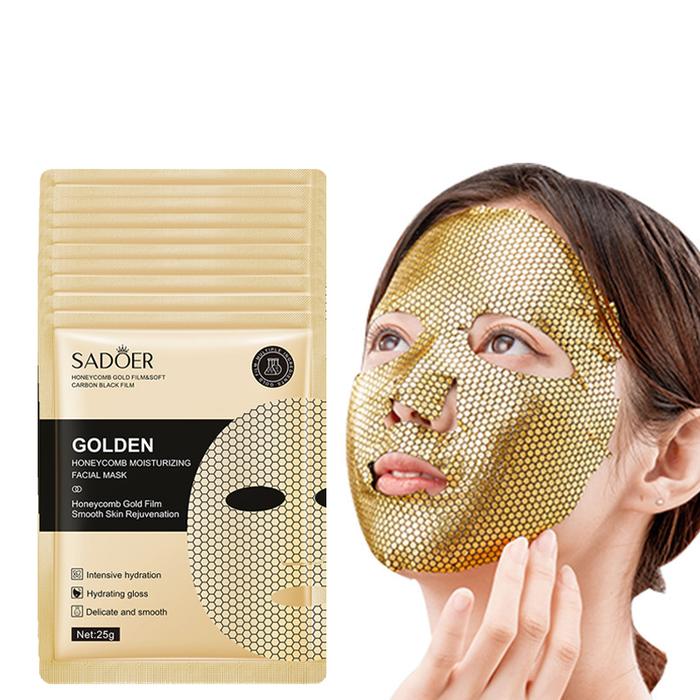 10pcs Golden Honeycomb Moisturizing Facial Mask Anti-Aging Hydrating