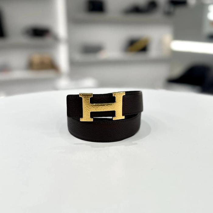 HERMES GOLD BUCKLE GUILOCHE REVERSIBLE BELT